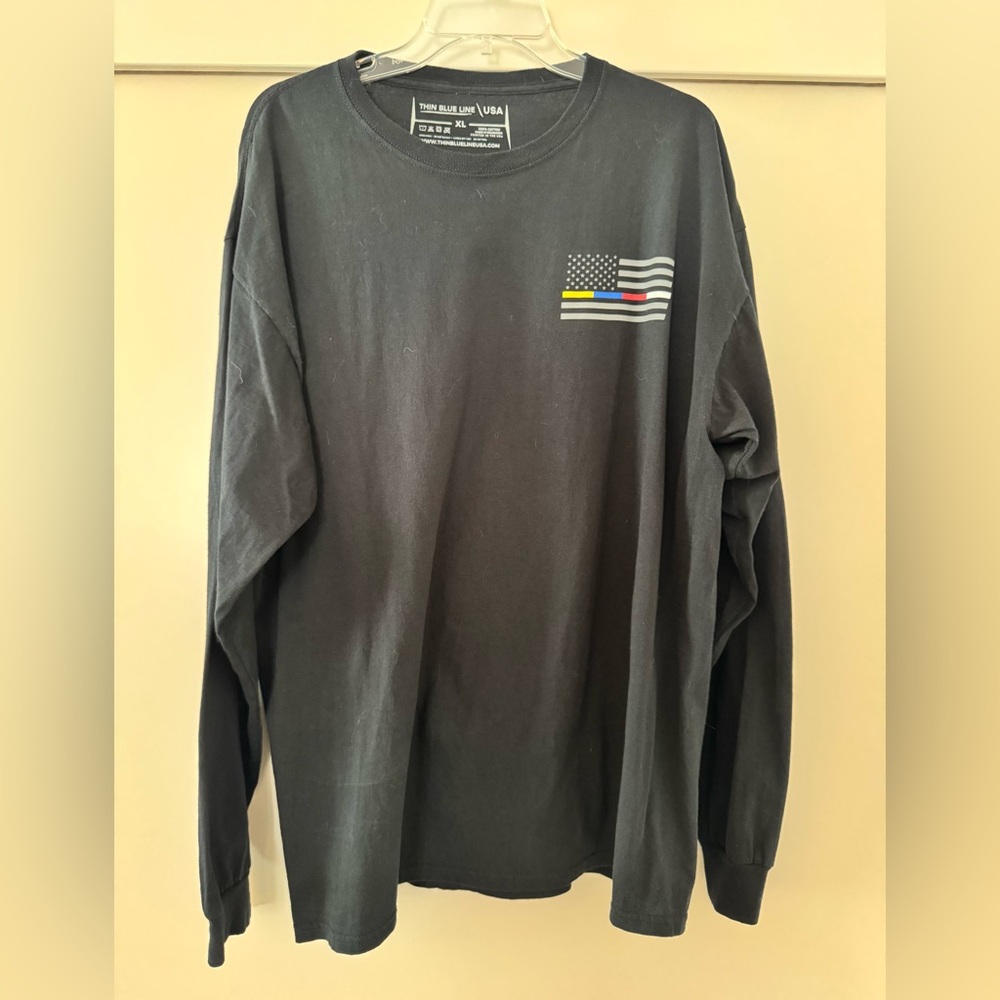 Thin Blue Line USA Black T-Shirt Size XL
